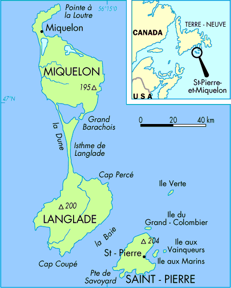 saint pierre and miquelon usa canada map